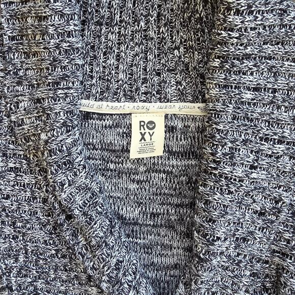 #614 Roxy Charcoal and Light Gray Cowl Neck Sweater - Picture 5 of 11